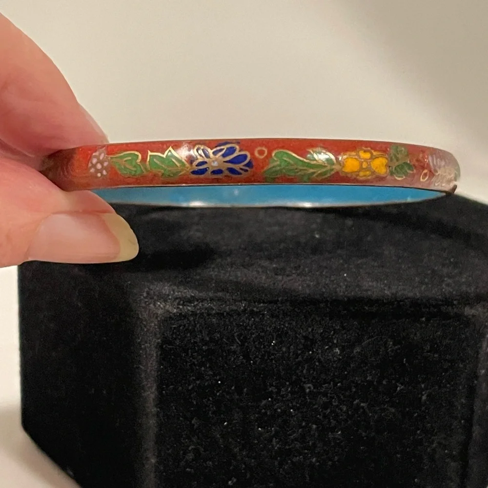 Old Chinese Cloisonné Bangle Bracelet - Picture 8 of 8